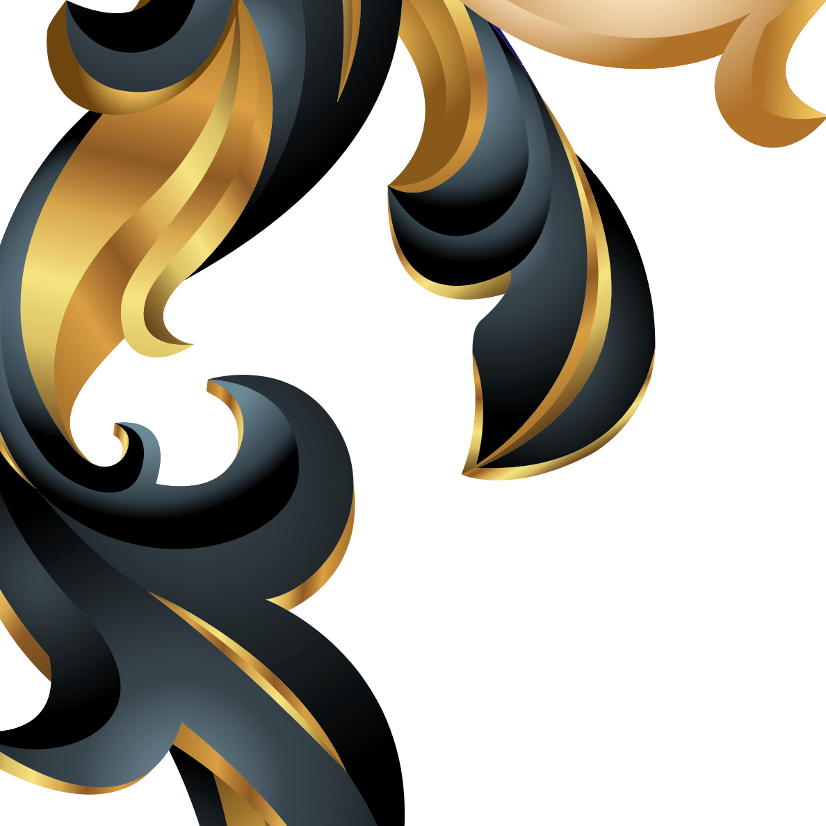 closeup detailed view of black and gold mantling