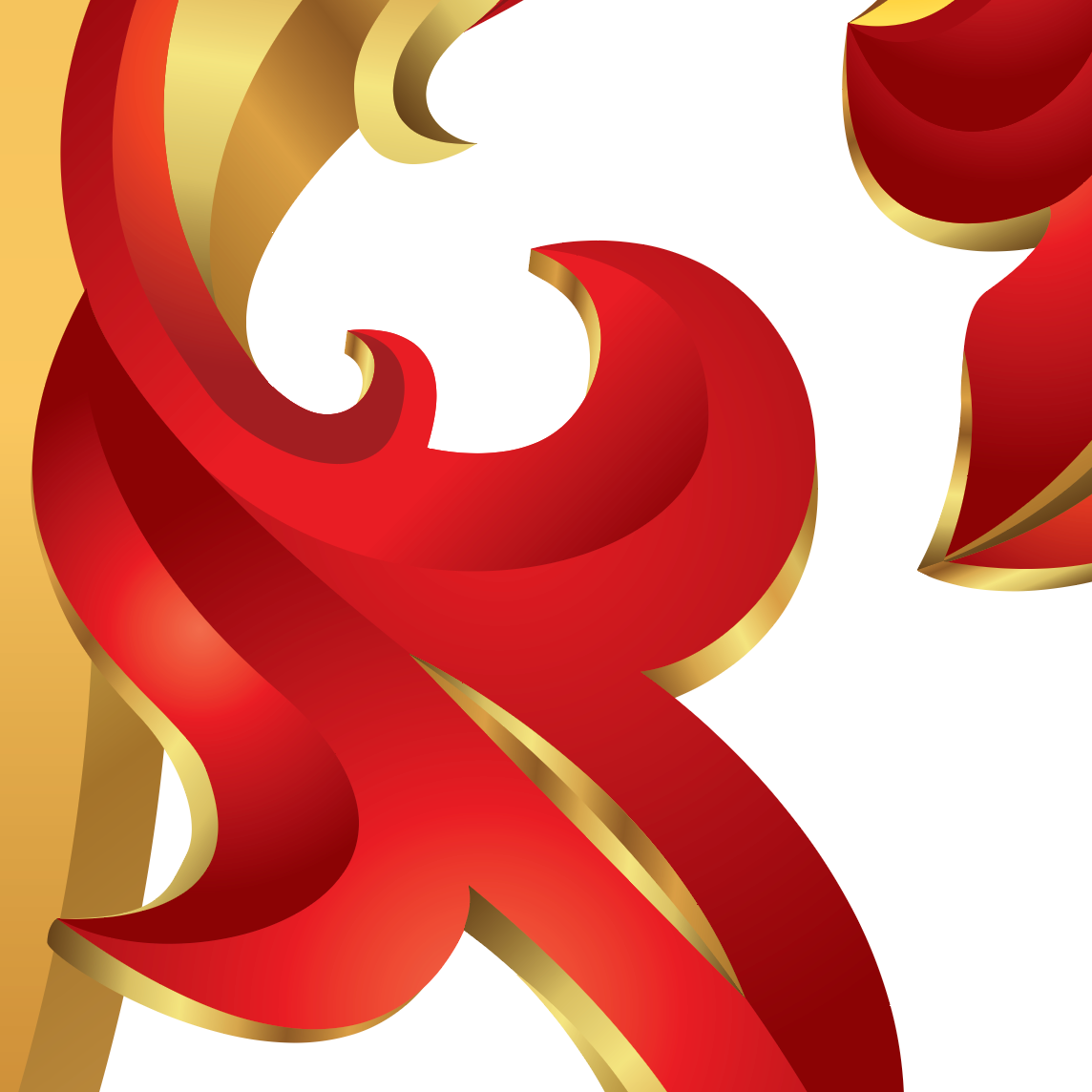 close up of red and gold mantling on a coat of arms on white background
