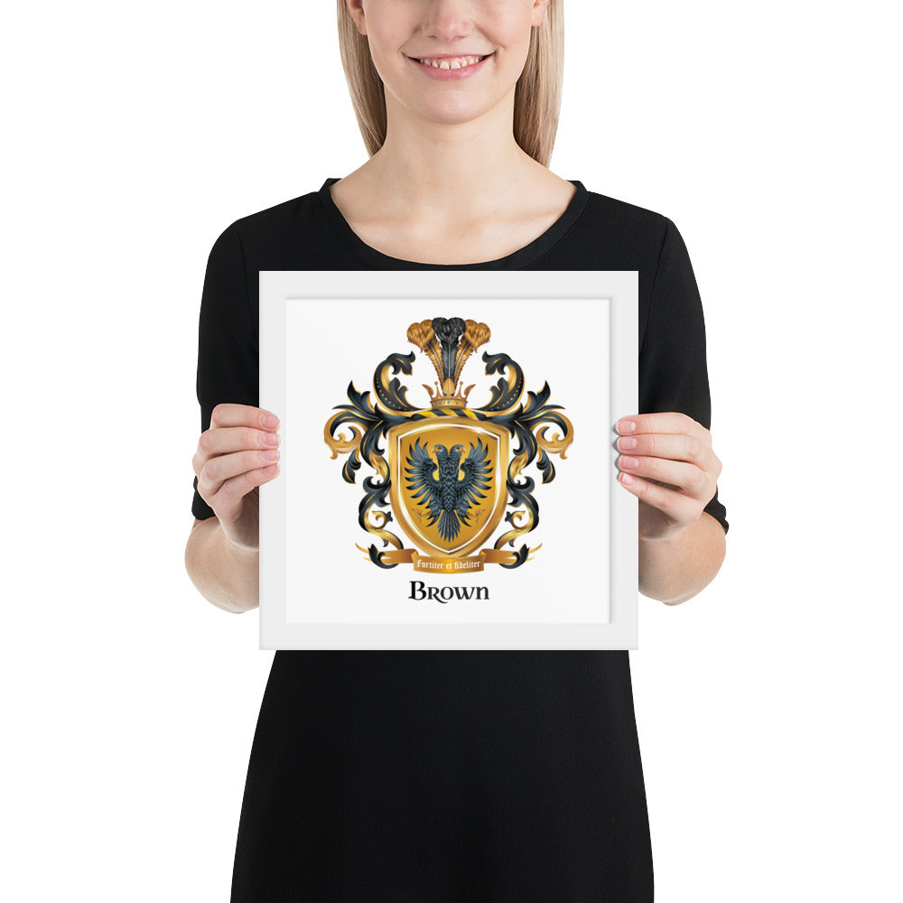 Brown Family Crest framed artprint-Family Crests Store