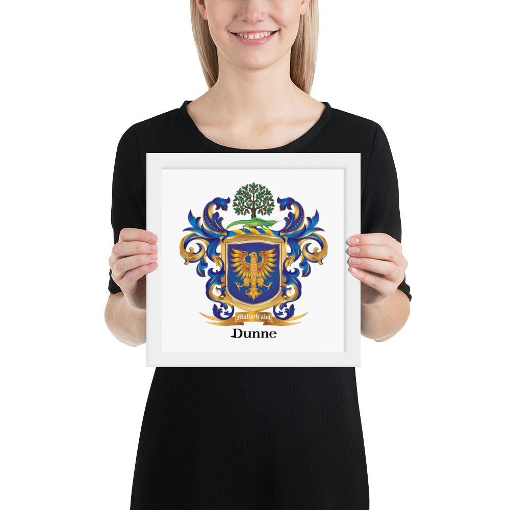 Dunne Family Crest framed artprint-Family Crests Store