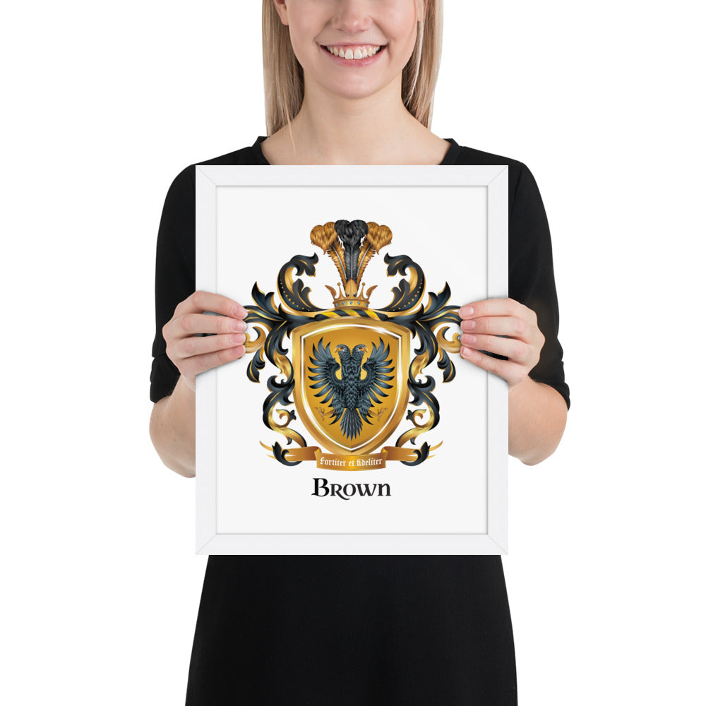 Brown Family Crest framed artprint-Family Crests Store