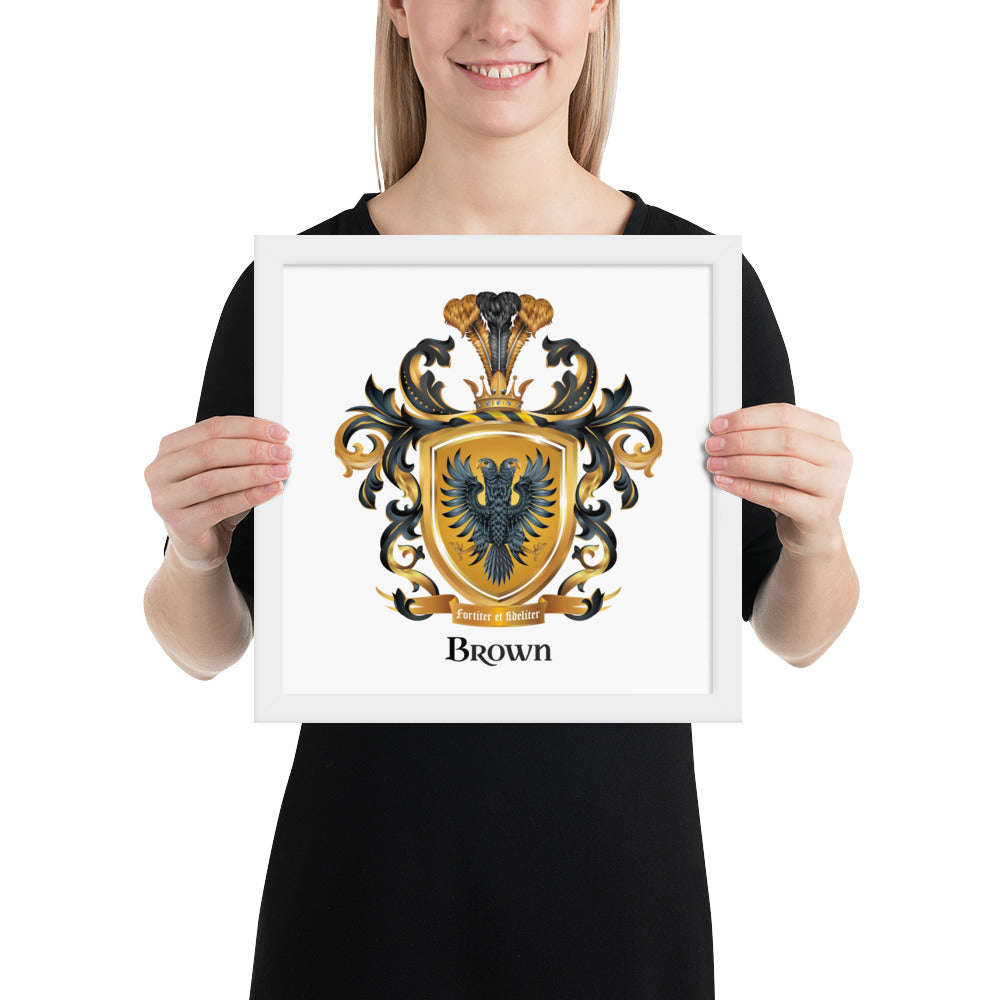 Brown Family Crest framed artprint-Family Crests Store