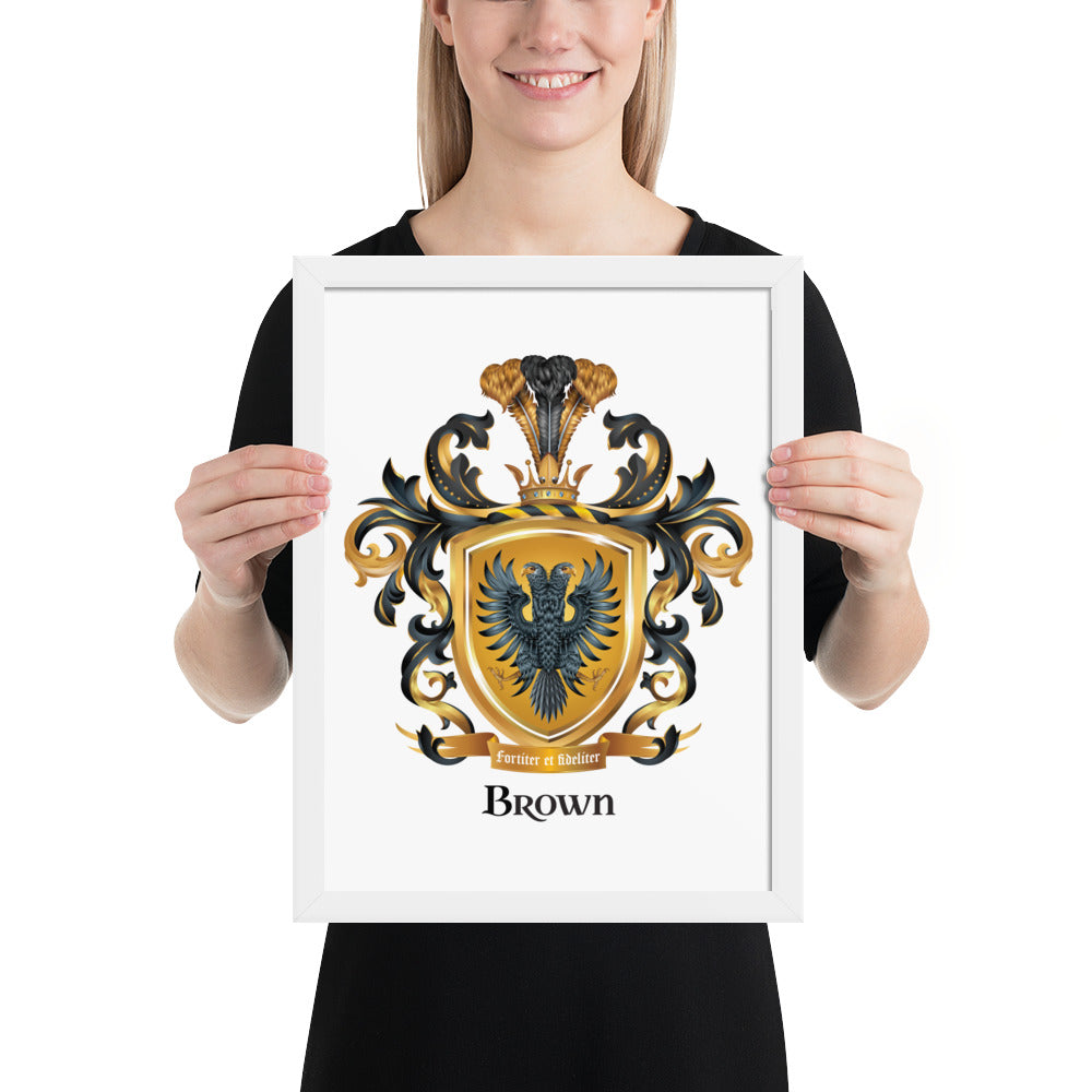Brown Family Crest framed artprint-Family Crests Store