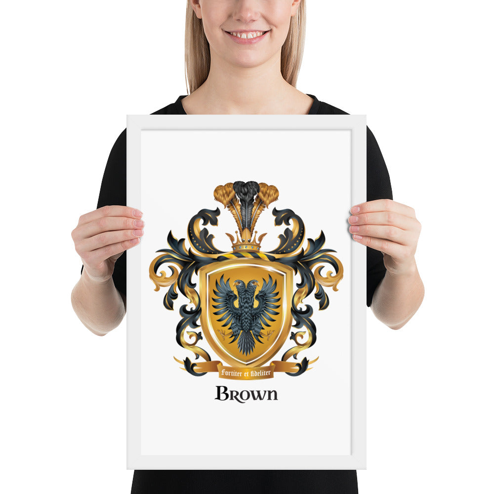 Brown Family Crest framed artprint-Family Crests Store
