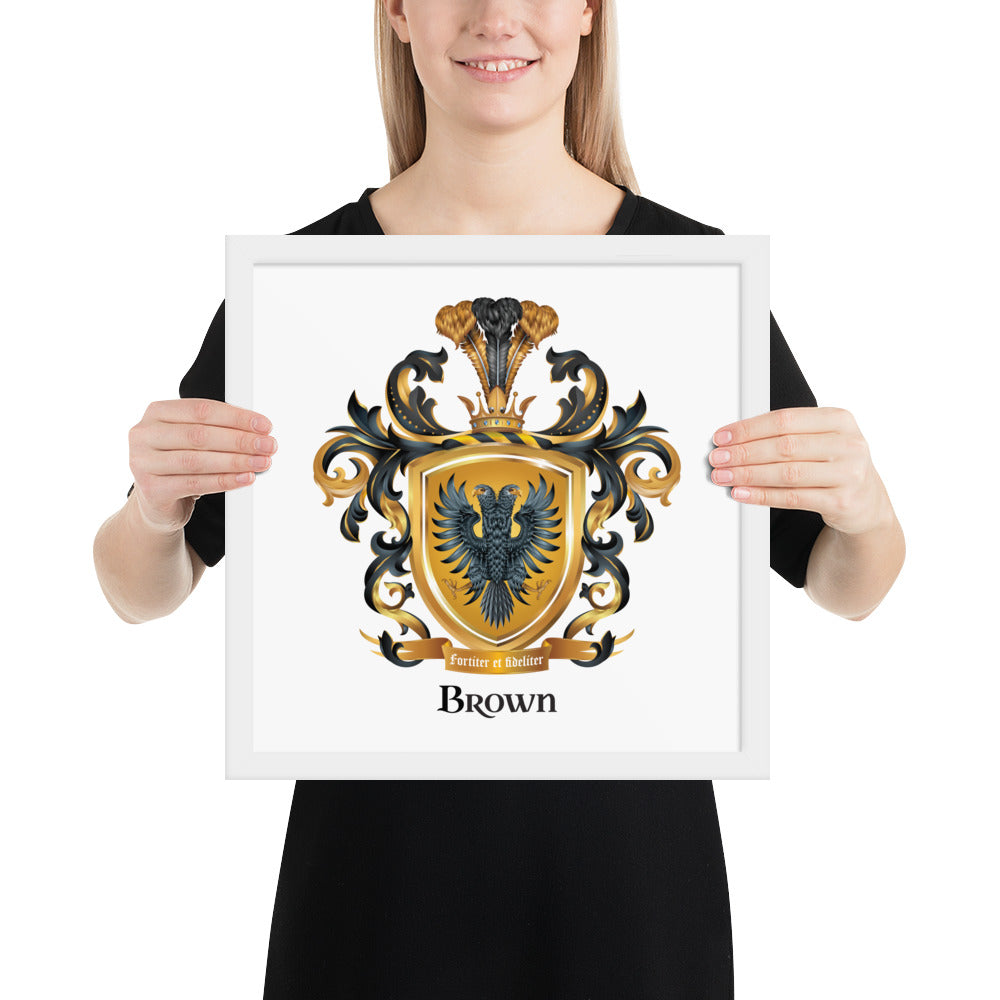 Brown Family Crest framed artprint-Family Crests Store