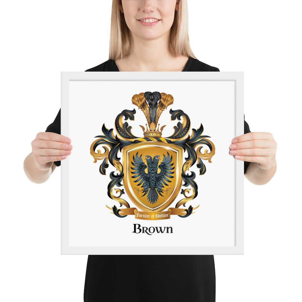 Brown Family Crest framed artprint-Family Crests Store