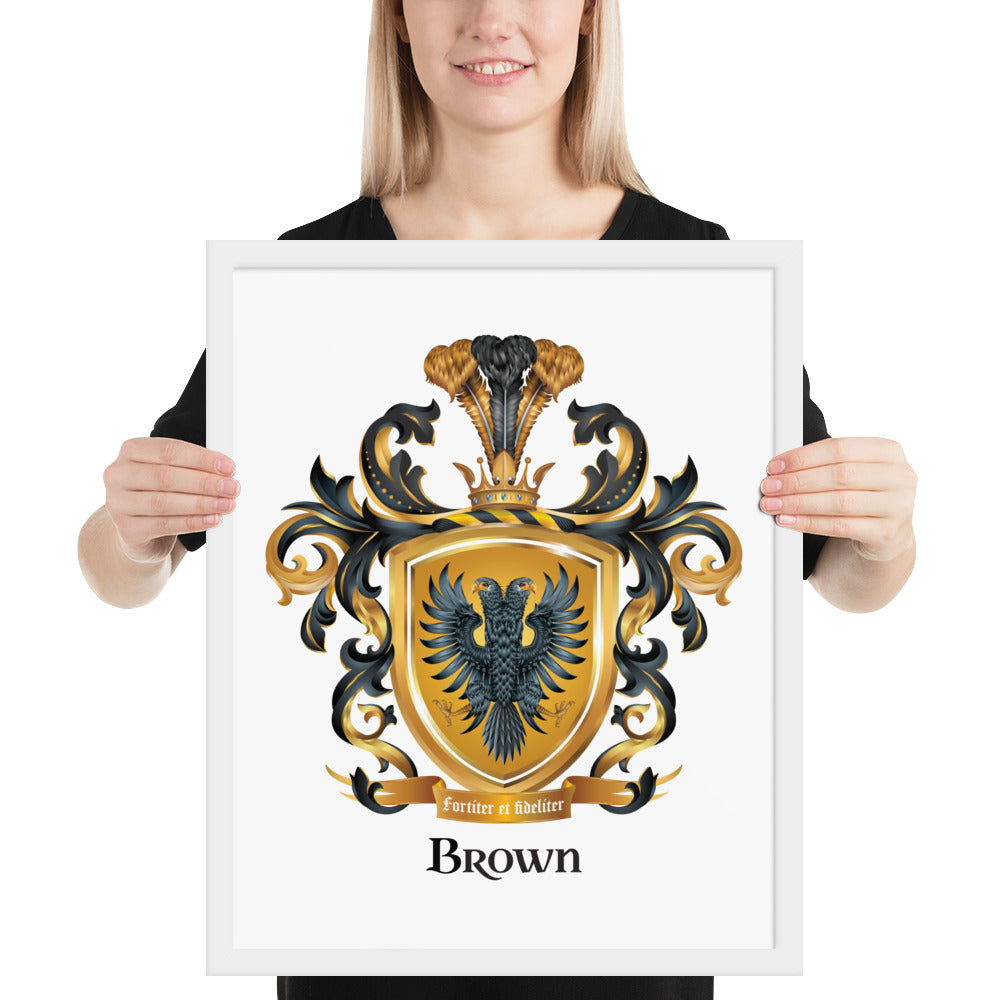 Brown Family Crest framed artprint-Family Crests Store