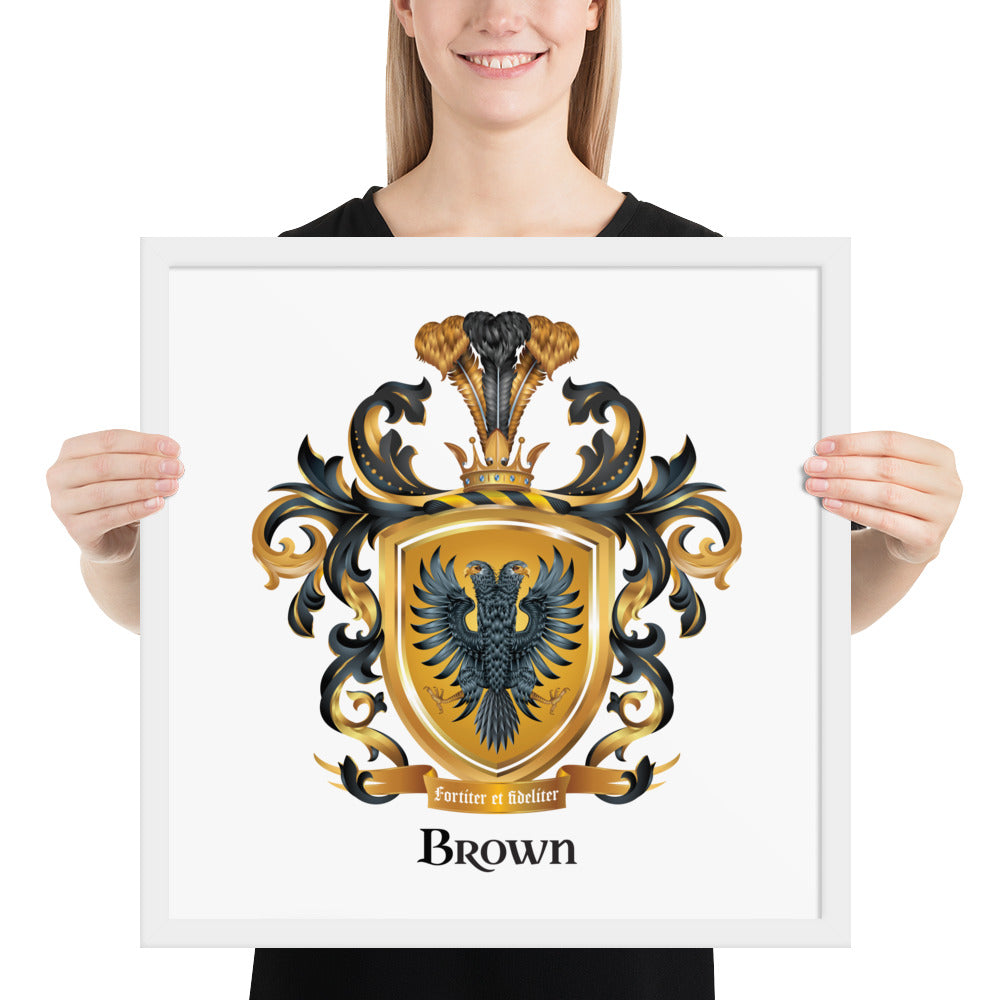 Brown Family Crest framed artprint-Family Crests Store