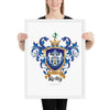 Kelly Family Crest framed artprint - white lions