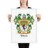 Wilson Family Crest framed artprint - black wolf