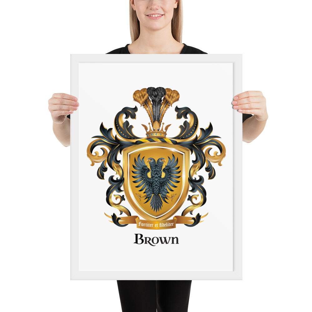 Brown Family Crest framed artprint-Family Crests Store