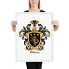Wilson Family Crest framed artprint - golden wolf