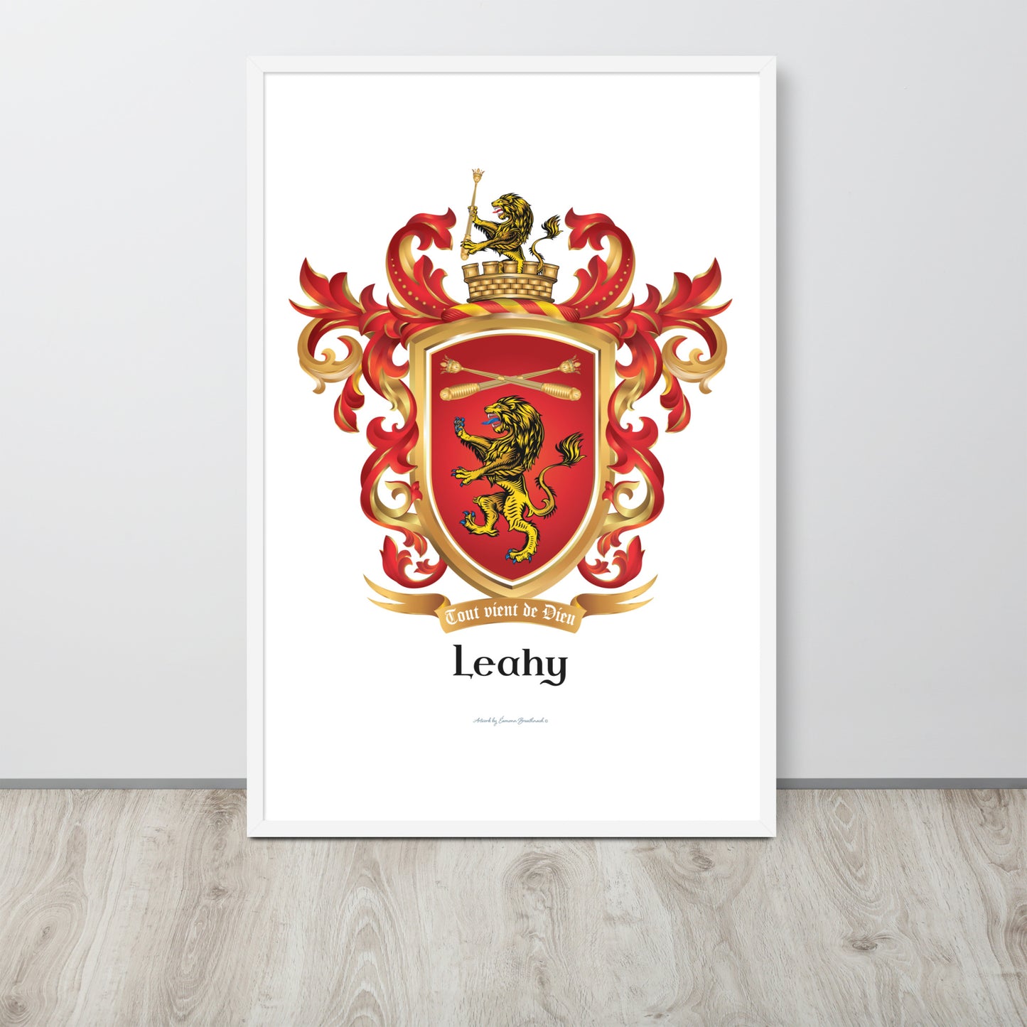 Leahy Family Crest framed artprint
