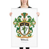 Wilson Family Crest framed artprint - green wolf