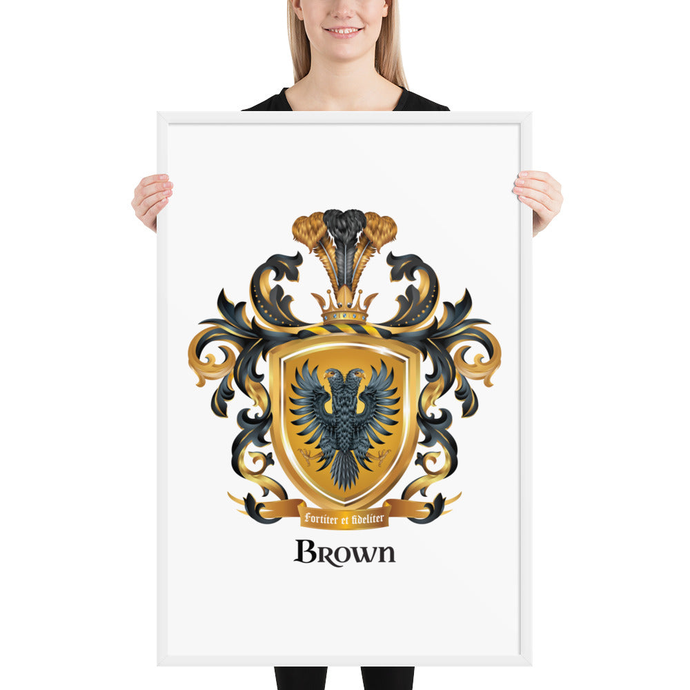 Brown Family Crest framed artprint-Family Crests Store