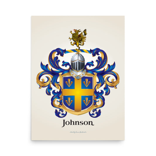Johnson Family Crest enhanced matte paper poster - English origin-Family Crests Store