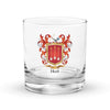 Hail Family Crest Rocks Glass