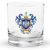Kelly Family Crest Rocks Glass - white lions
