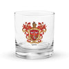 Quin Family Crest Rocks Glass - Muintir-Ifearnain origin