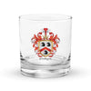 Mulligan Family Crest Rocks Glass – crowned with plumes