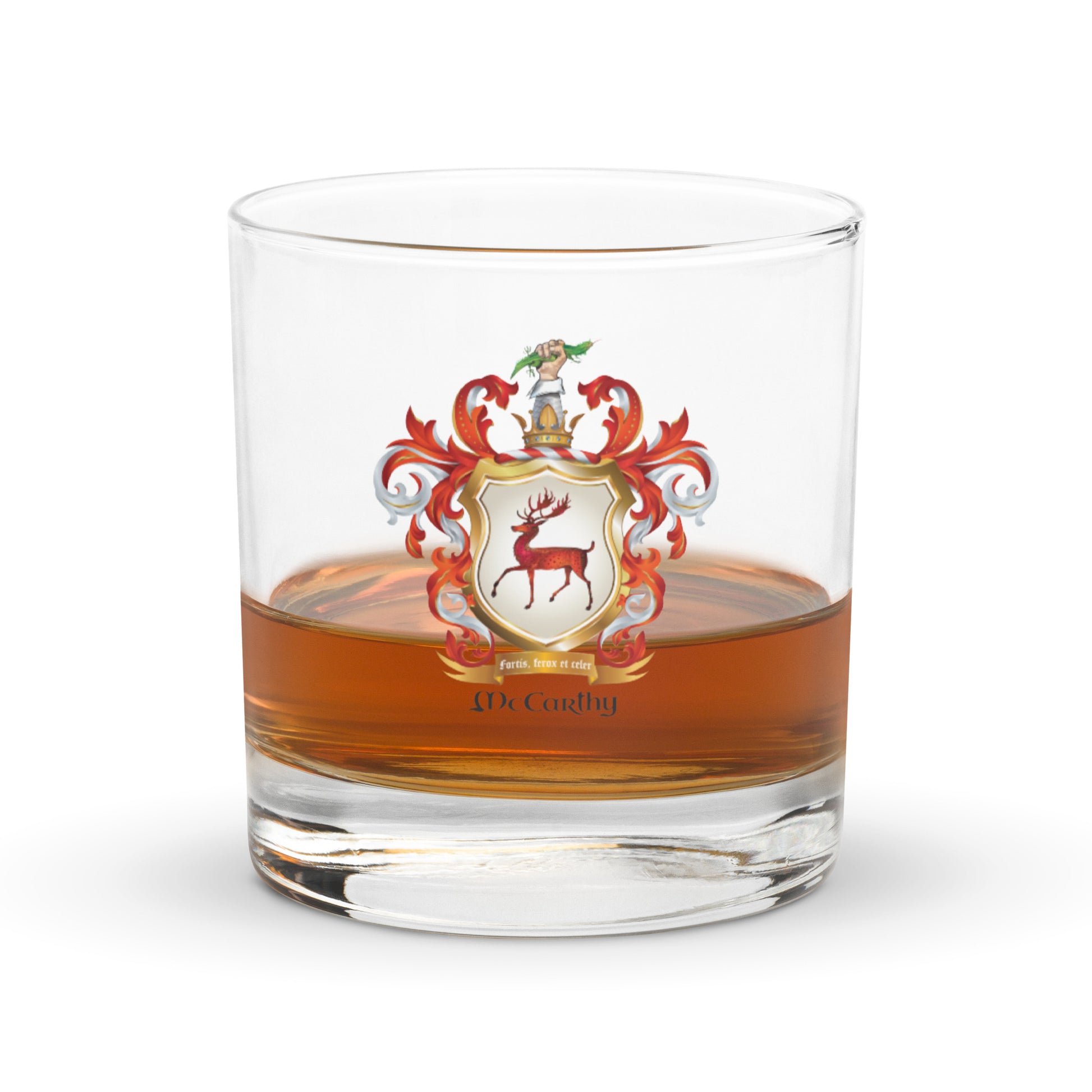 McCarthy Family Crest Rocks Glass-Family Crests Store