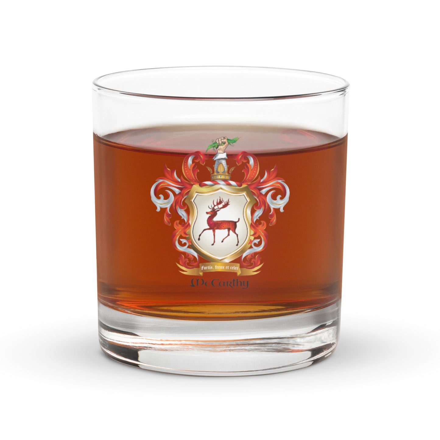 McCarthy Family Crest Rocks Glass-Family Crests Store