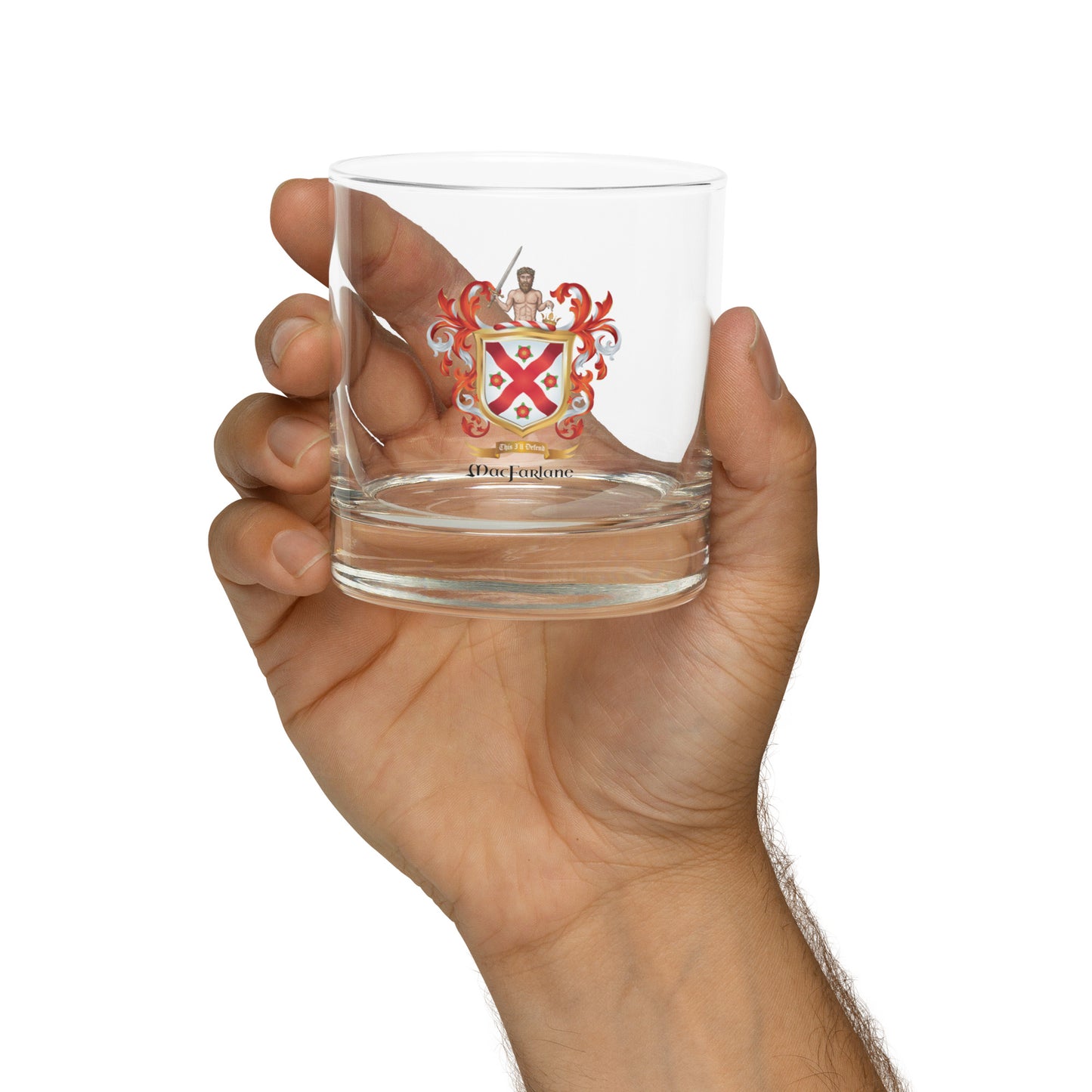 MacFarlane Family Crest Rocks Glass - Uppercase F