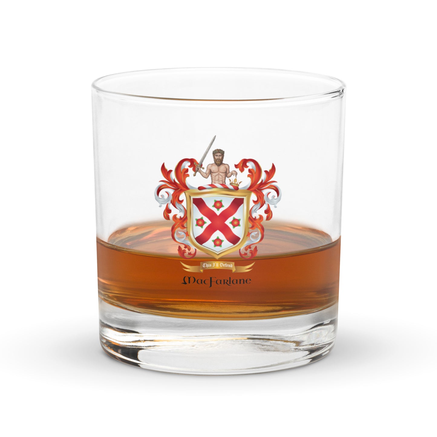 MacFarlane Family Crest Rocks Glass - Uppercase F