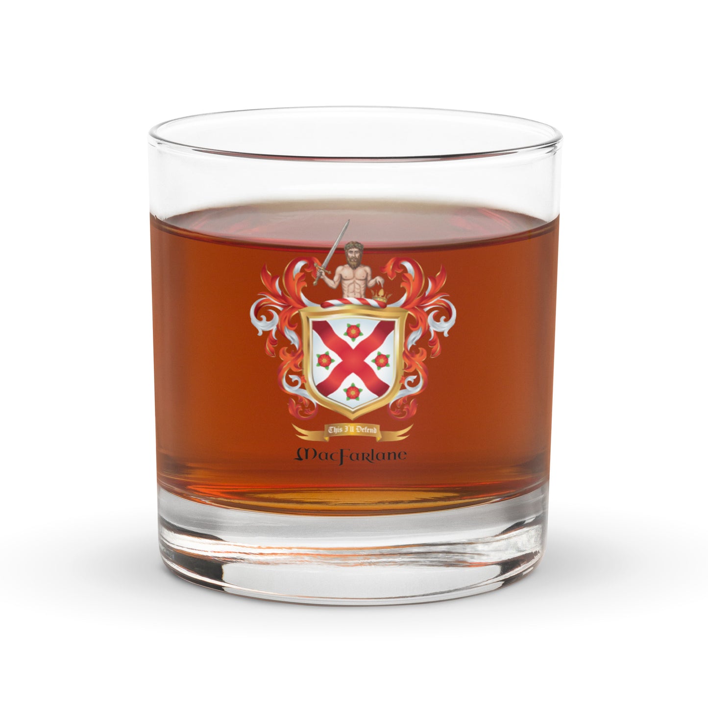 MacFarlane Family Crest Rocks Glass - Uppercase F