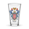 Knight Family Crest beer glass