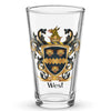 West Family Crest beer glass