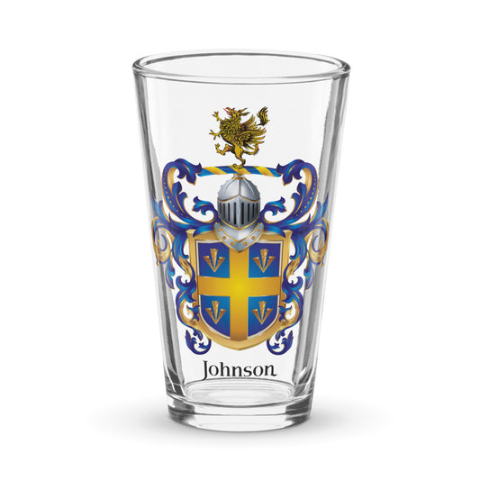 Johnson Family Crest beer glass - English origin-Family Crests Store
