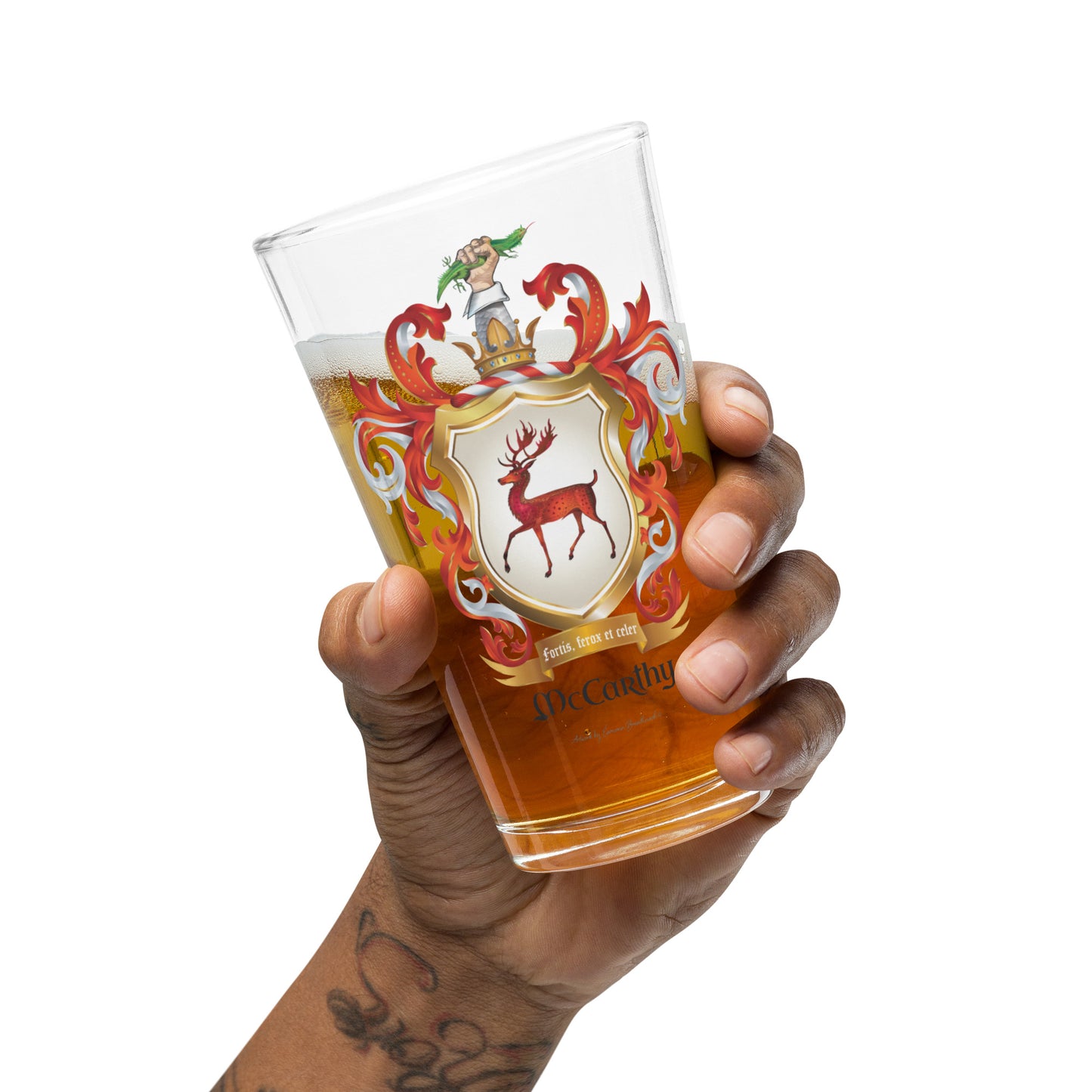 McCarthy Family Crest beer glass