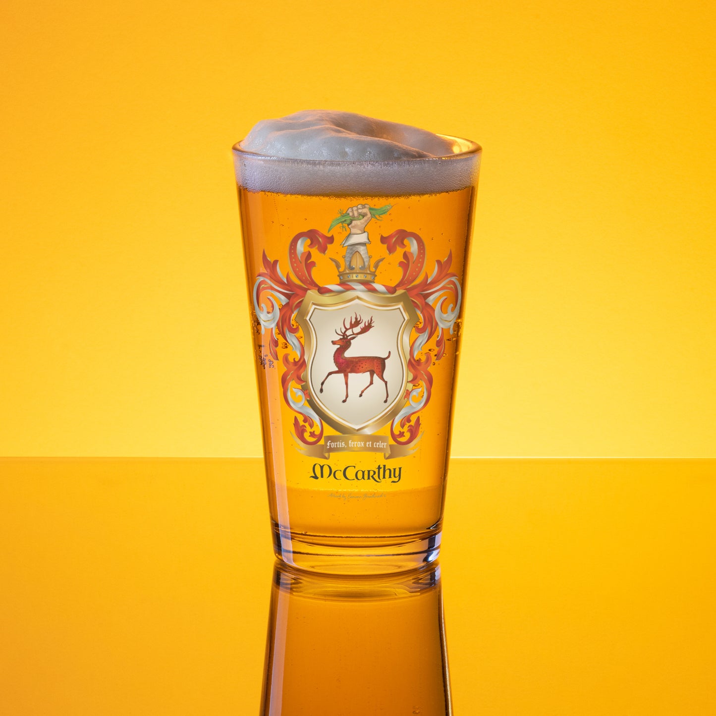 McCarthy Family Crest beer glass