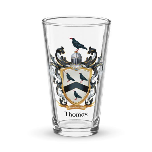 Thomas Family Crest beer glass-Family Crests Store