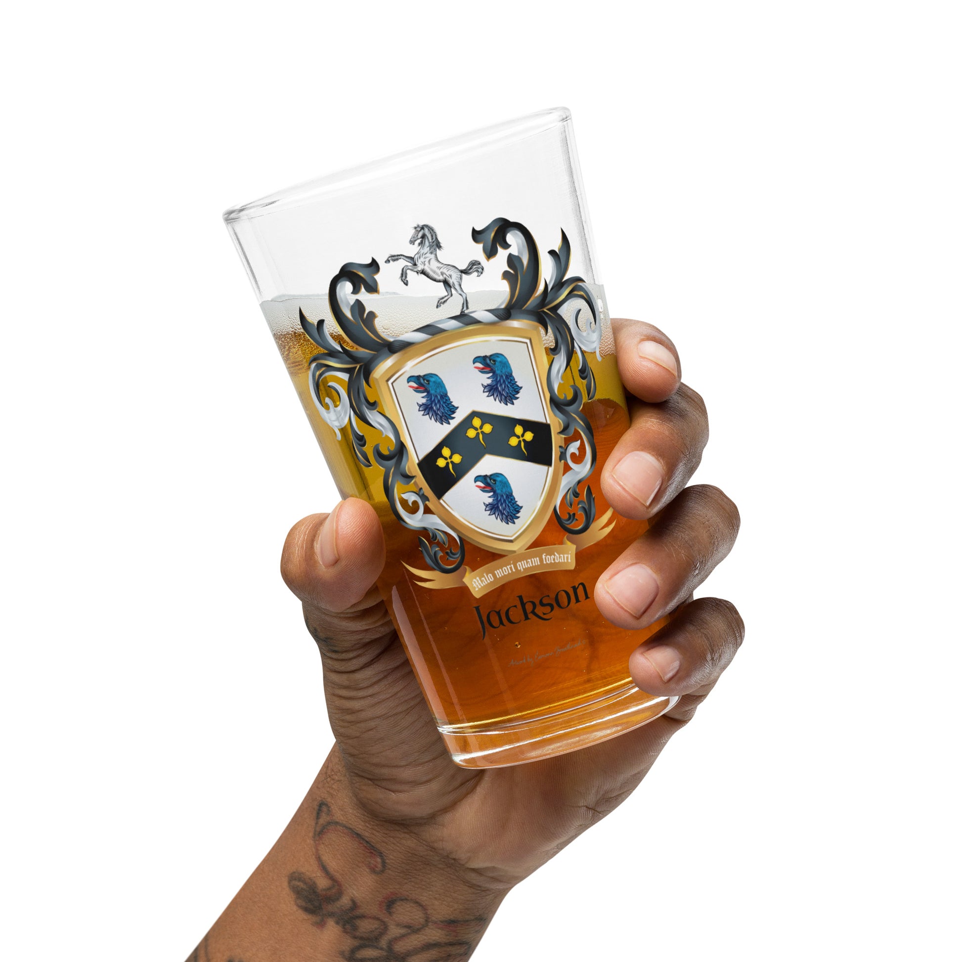 Jackson Family Crest beer glass-Family Crests Store