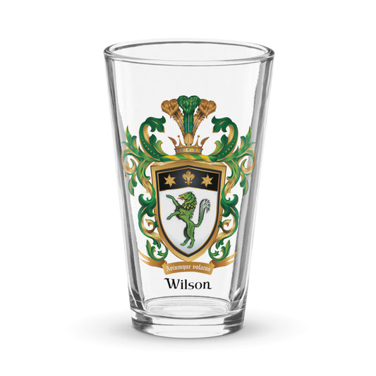 Wilson Family Crest beer glass - green wolf-Family Crests Store