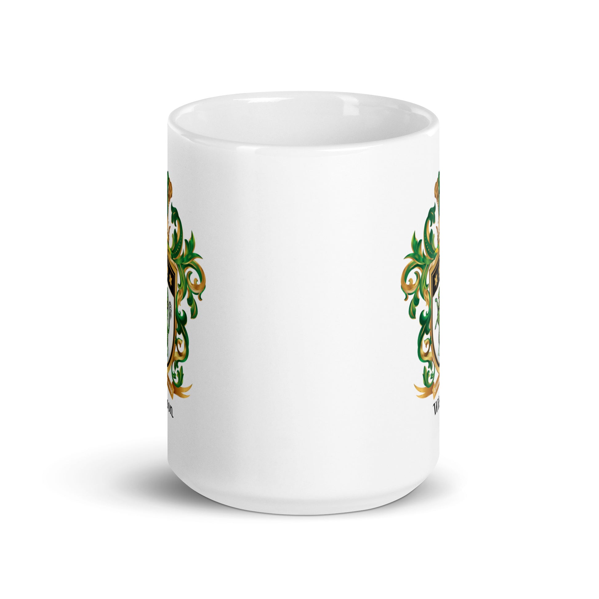 Wilson Family Crest mug - green wolf-Family Crests Store