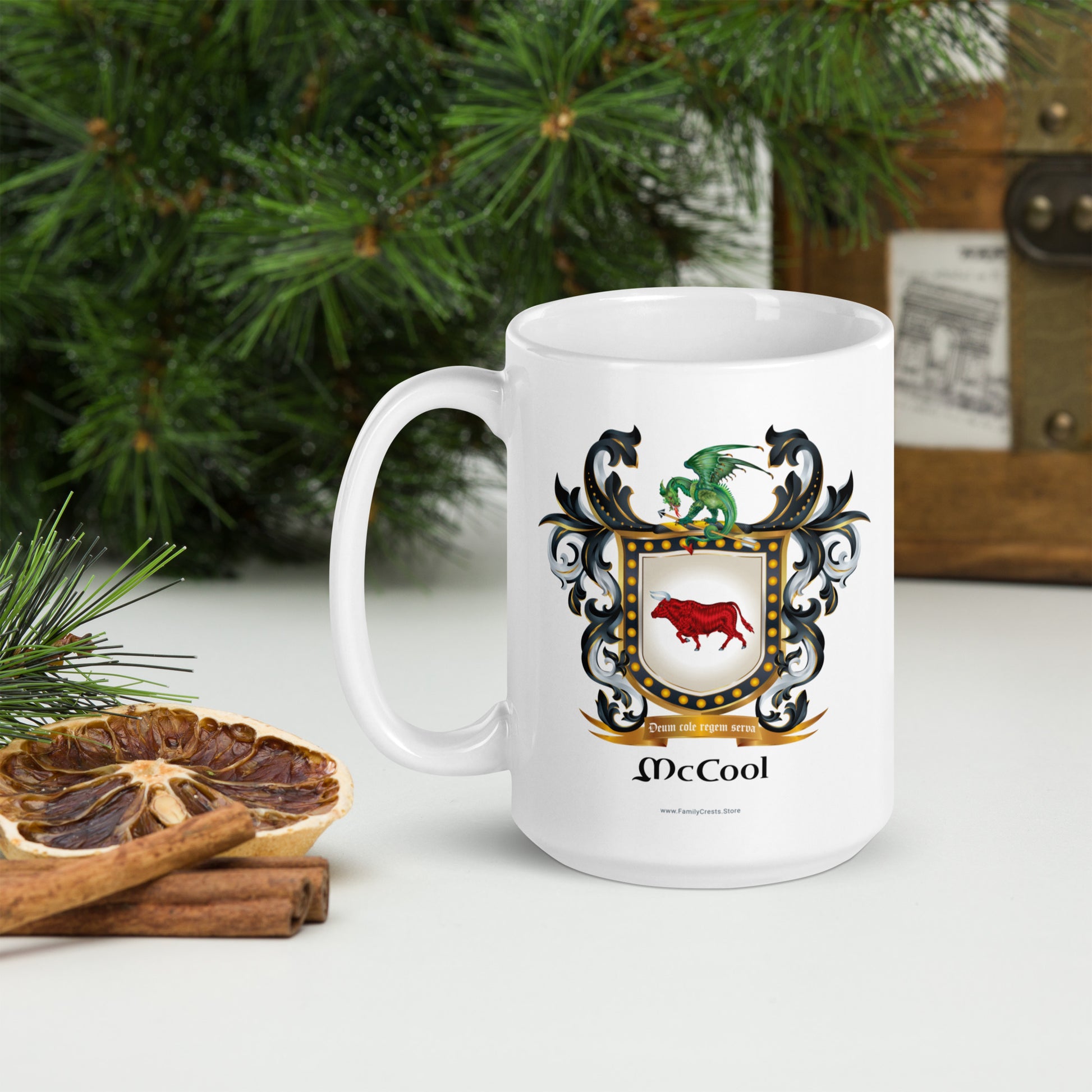 McCool Family Crest mug - red bull-Family Crests Store