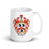 Mulligan Family Crest mug - crowned with plumes