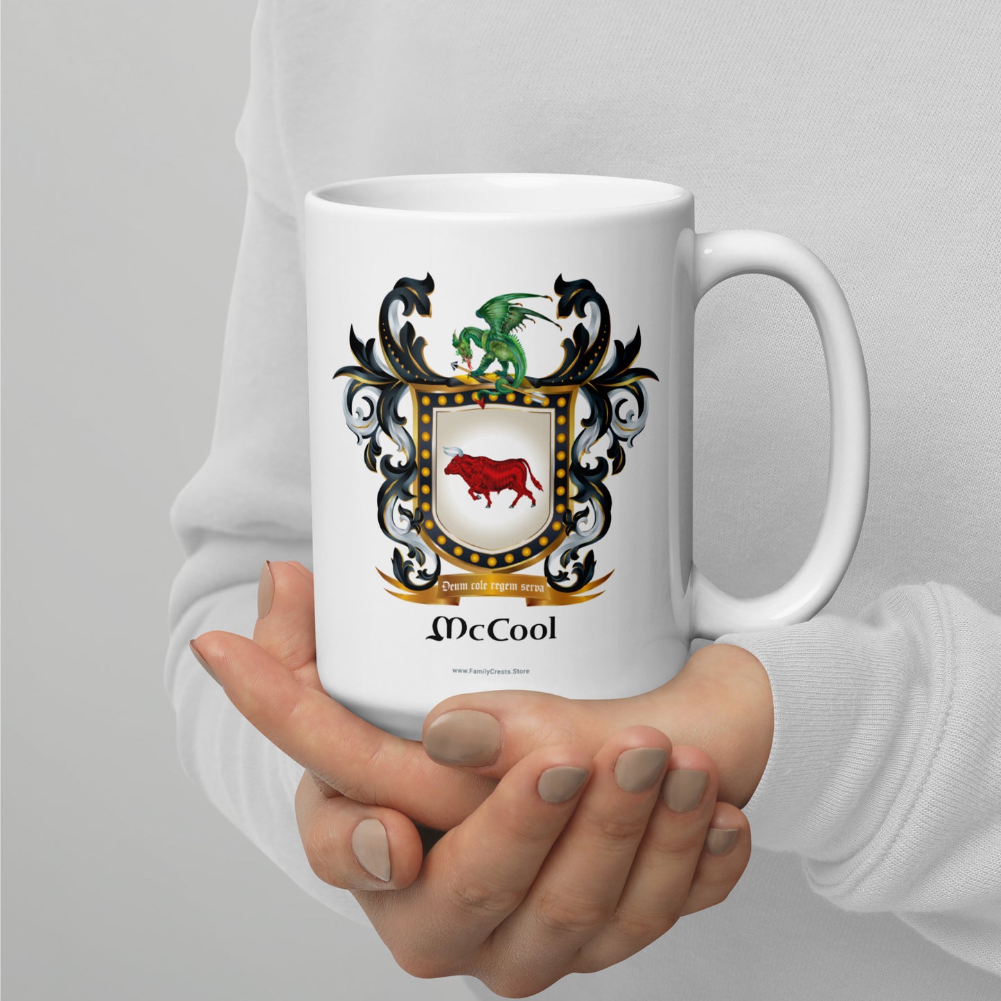McCool Family Crest mug - red bull-Family Crests Store
